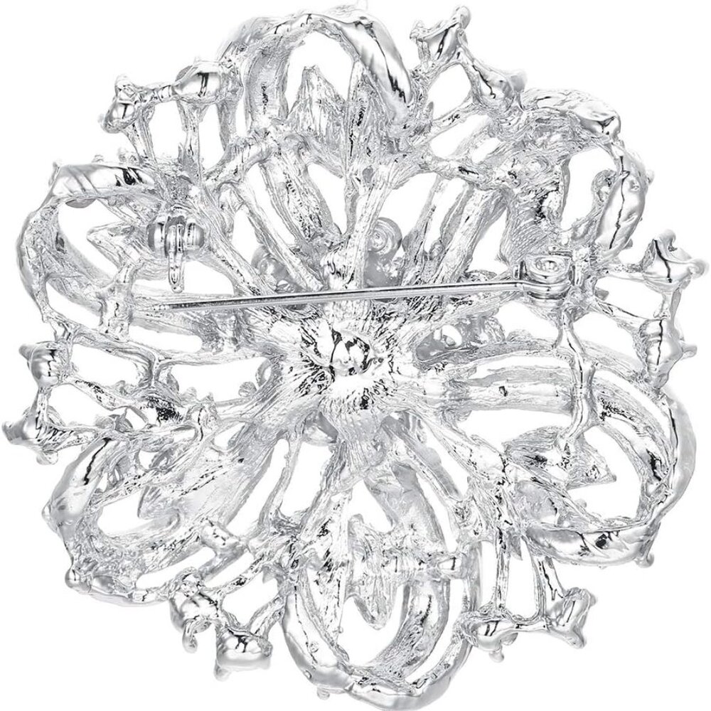 Austrian Crystal Vintage Inspired Bridal Flower Brooch Corsage - Picture 2 of 6